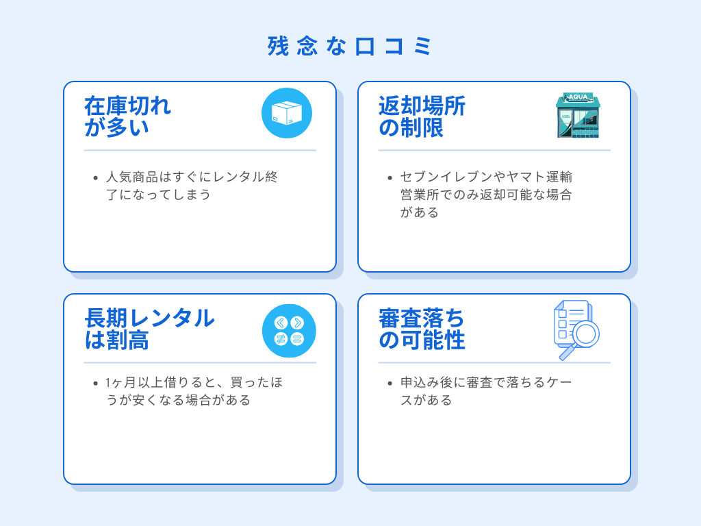 デメリットや不満の声を視覚的にまとめた画像